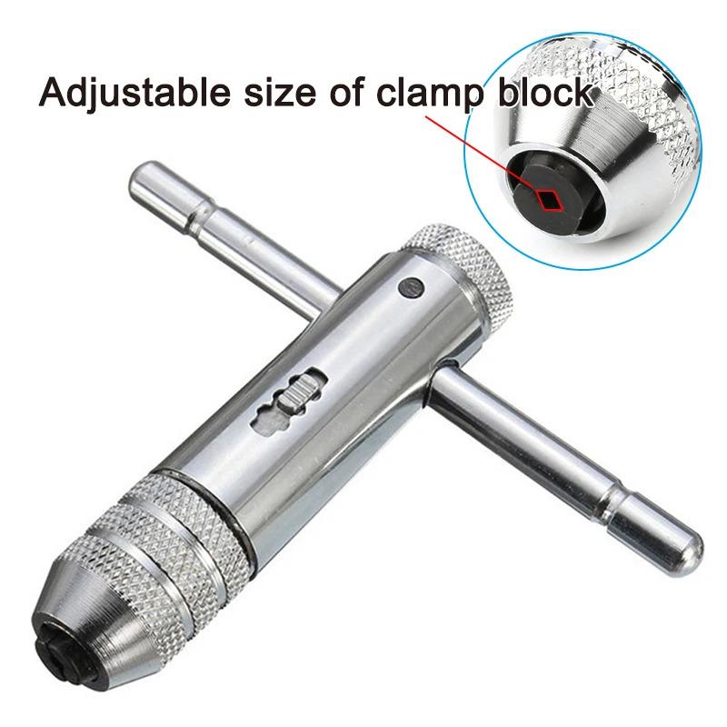 Adjustable T-shaped Ratchet Wrench M3-M8 Straight Groove Hand Tap Tool for Home Repair - Forward And Reverse Thread Tapping