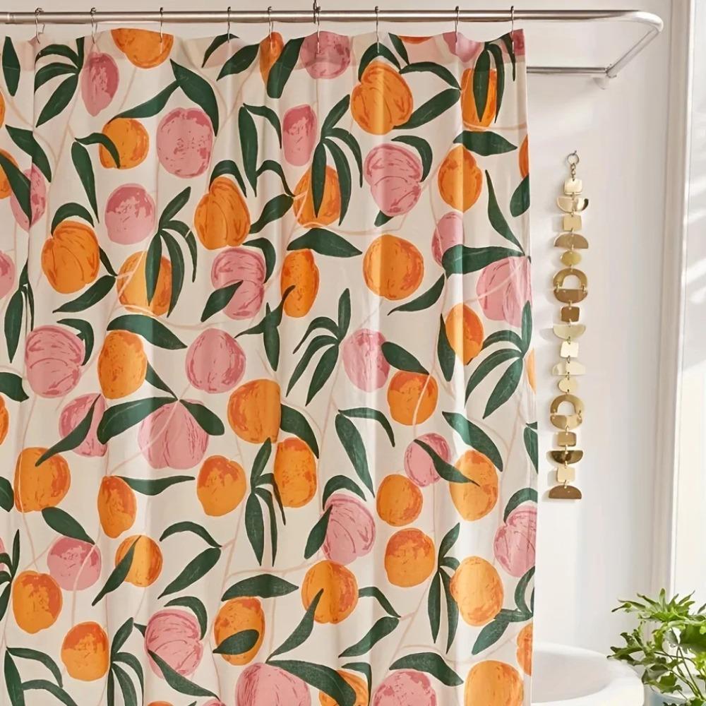 Decorate Your Bathroom with This Vibrant Orange Apple Shower Curtain with Hooks!