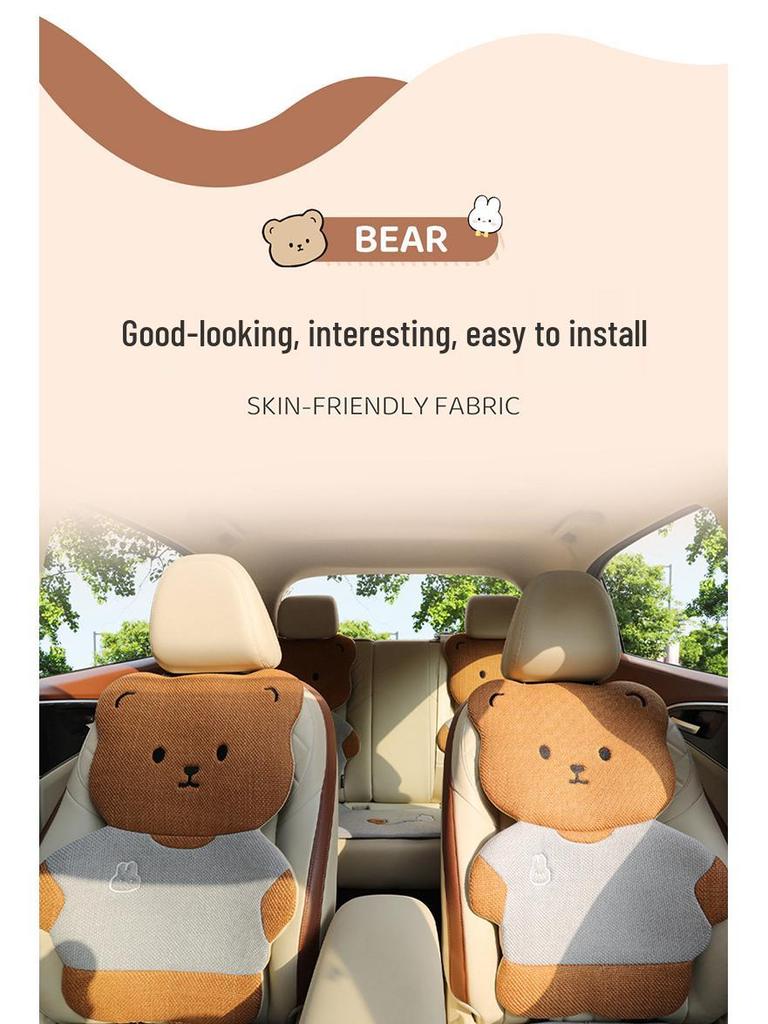 Pernă Scaun Auto Desen Animat - Universală, Bumbac-In Respirabil, Husă Scaun Spate pentru Patru Sezoane