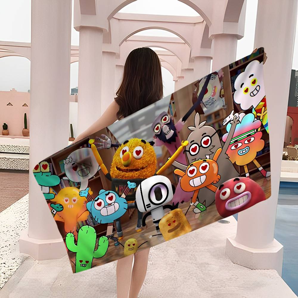 The A-Amazing Funny W-world Of Gumball Beach Towel Colorful Bath Towels for Girl Microfiber Quick Dry Custom Sand Free Beach