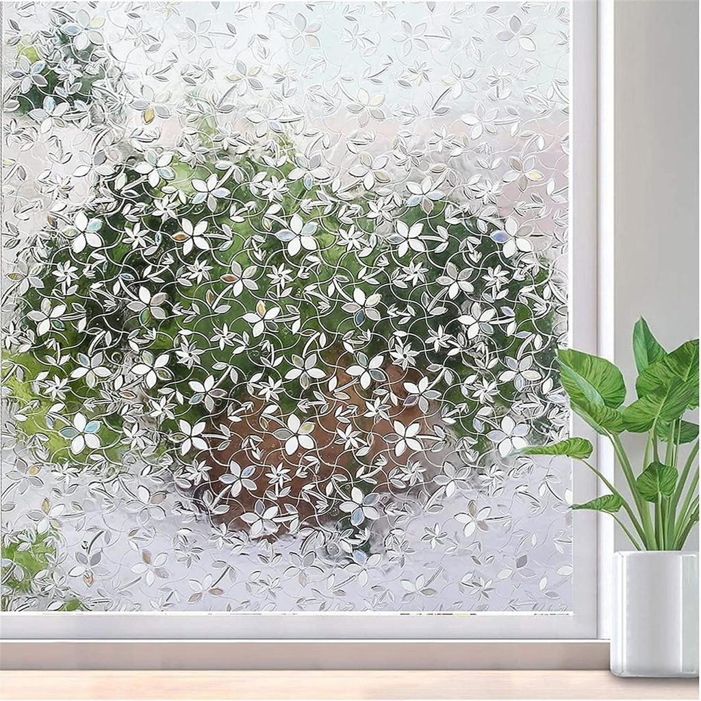 Privacy Window Film Rainbow Window Cling 3D Decorative Window Vinyl Stained Glass Window Covering Non-Adhesive Film Sun UV