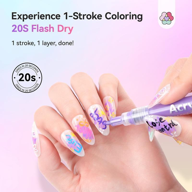 12 Farger Essentials Nail Art Tusjer Sett Vår Sommer Hurtigtørkende Neglelakk Tusjer for Nail Art Design Tegning Liner Verktøy