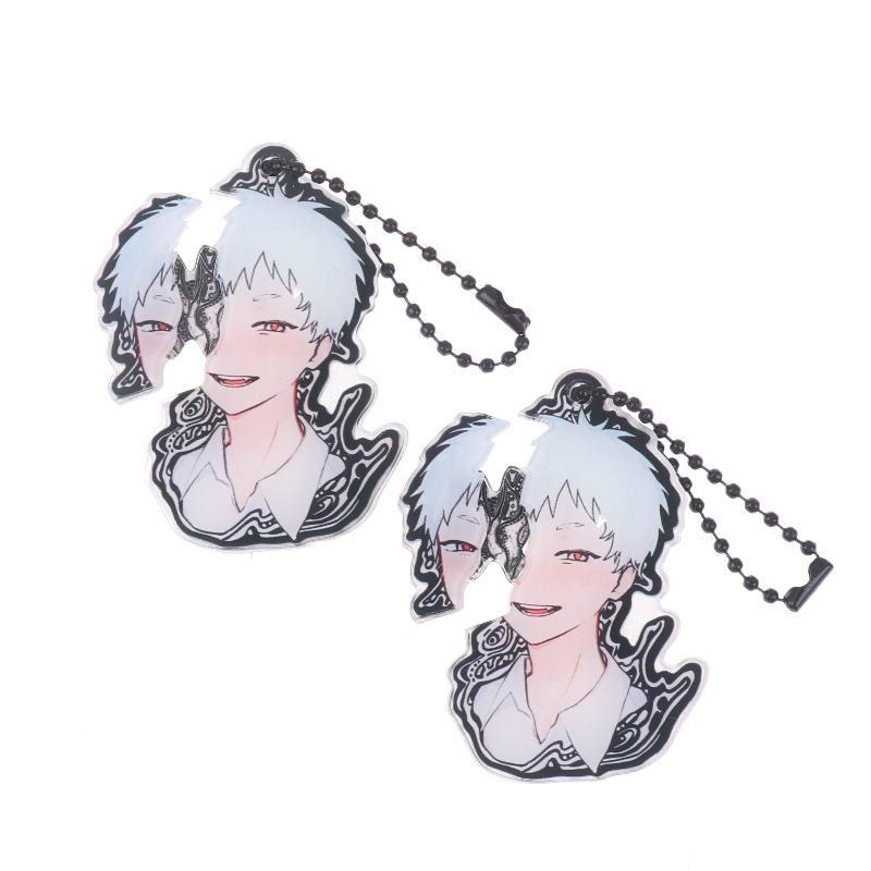 1/2Pcs The Summer Hikaru Died Tsuji Nakayoshi Keychain Anime Acrylic Pull-Out Tear Keyring Creative Key Holder Phone Pendant