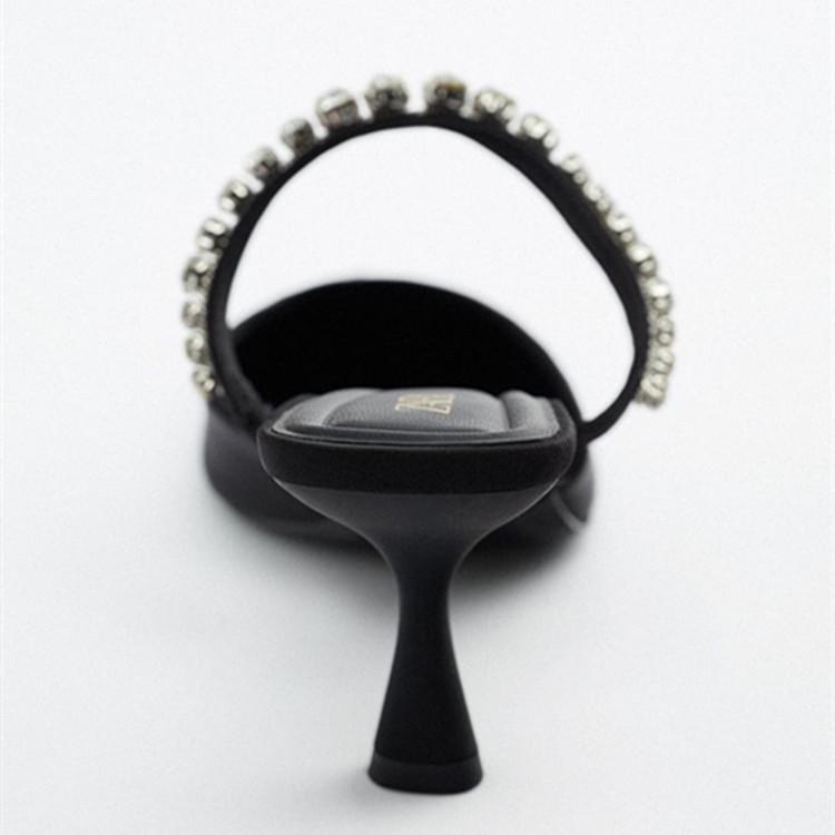 "2022 Sommar Strass Spetsig Tå Stilett Hög Klack Damtofflor"