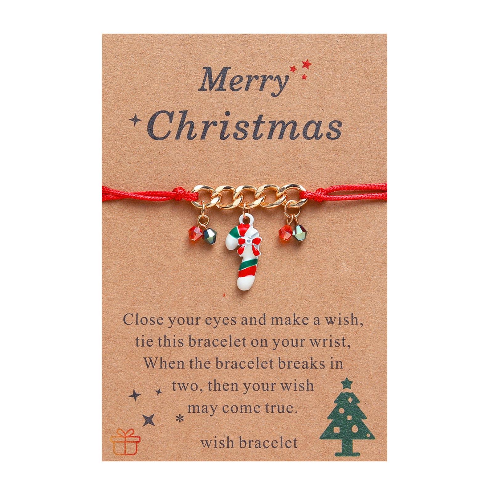 

Braided Rope Bracelets Multicolor Adjustable Boho Summer Beach Bracelets Christmas Tree Crutch Charm Wristband for Women