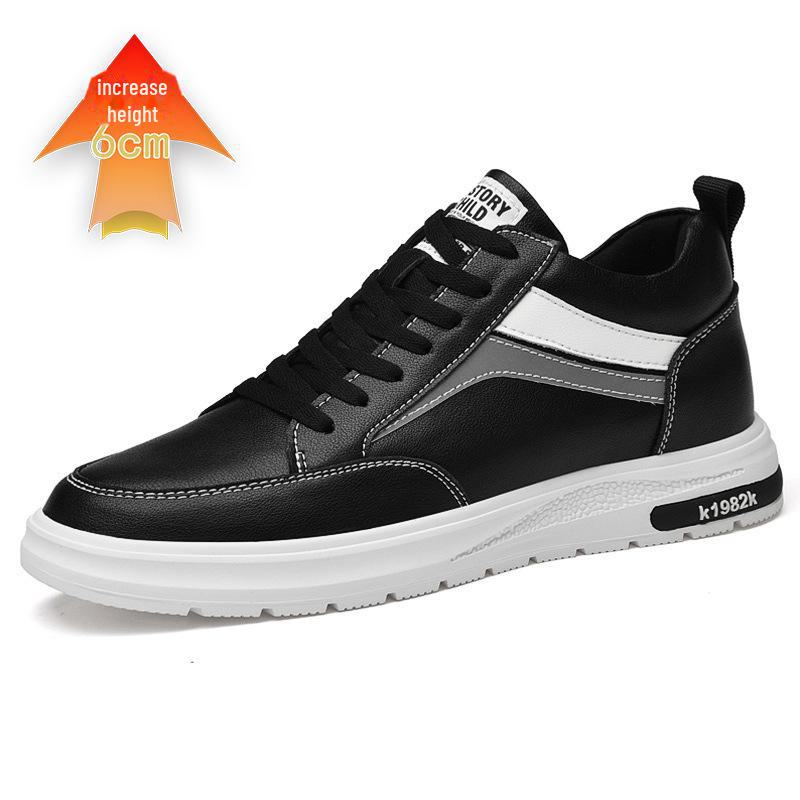 

Мужские повседневные туфли из белой кожи: Дышащая, увеличивающая рост, толстая подошва, шнуровка, модная осенняя обувь. Size 40