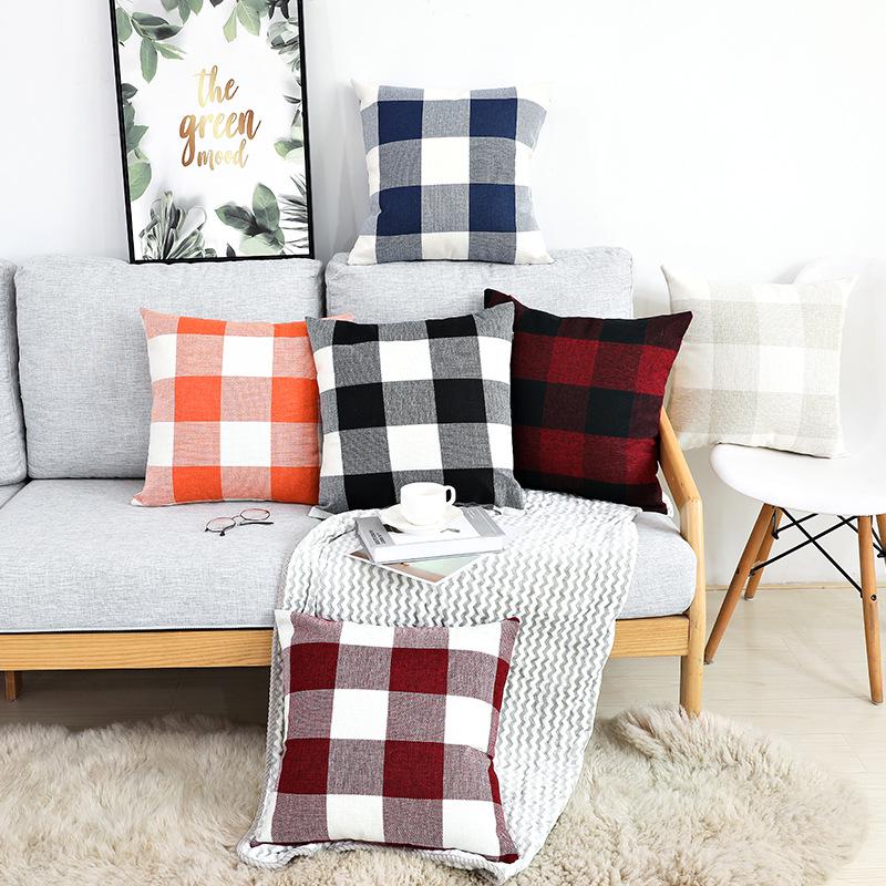 Linen Plaid Style Throw Pillow Cover - Hot-Selling Sofa Cushion Pillowcase