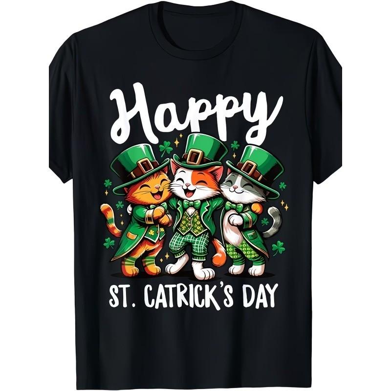 Happy St Catricks Day St Patricks Day Cat Leprechaun Funny Gift Unisex T Shirt S разноцветный