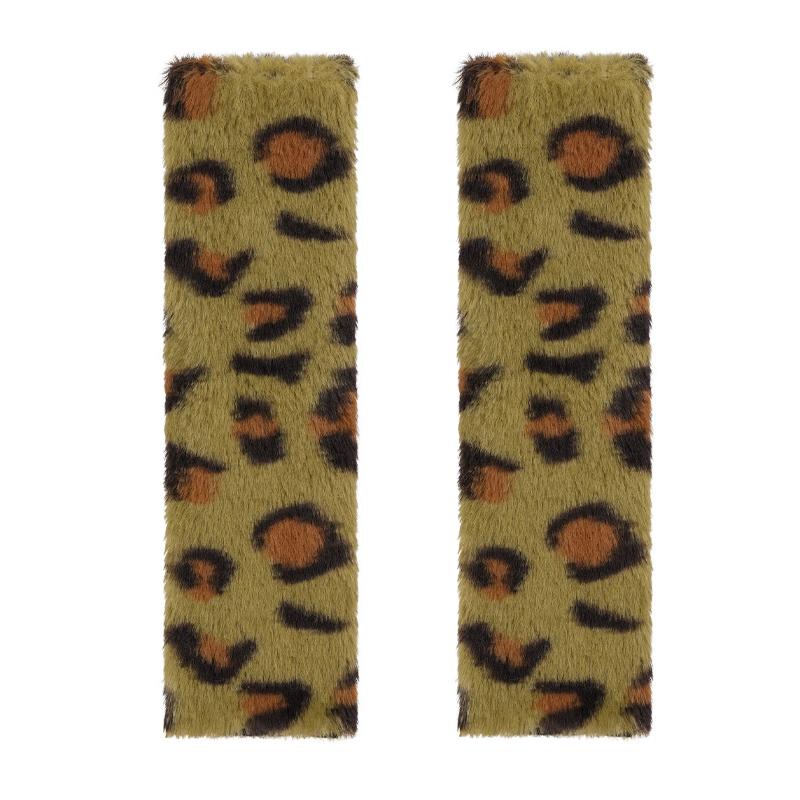 

2pcs Automobile Safety Belt Decoration Leopard Flower Safety Belt Shoulder Pad Plush Automobile Accessories Car Decorations зелений