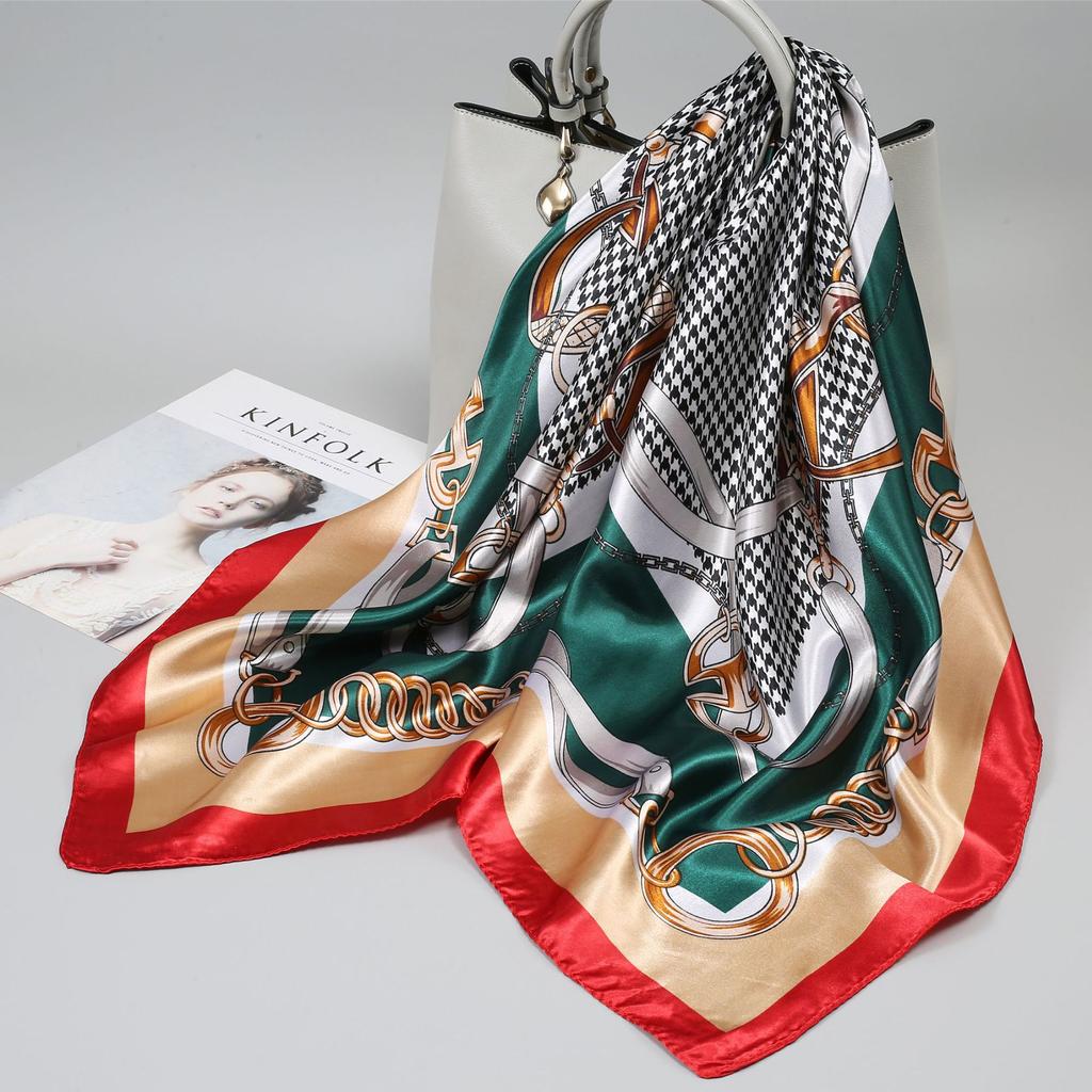 Small silk scarf women's large square scarf yarn scarf spring, autumn and winter matching shirt middle-aged mother square 91 × 91 thin scarf