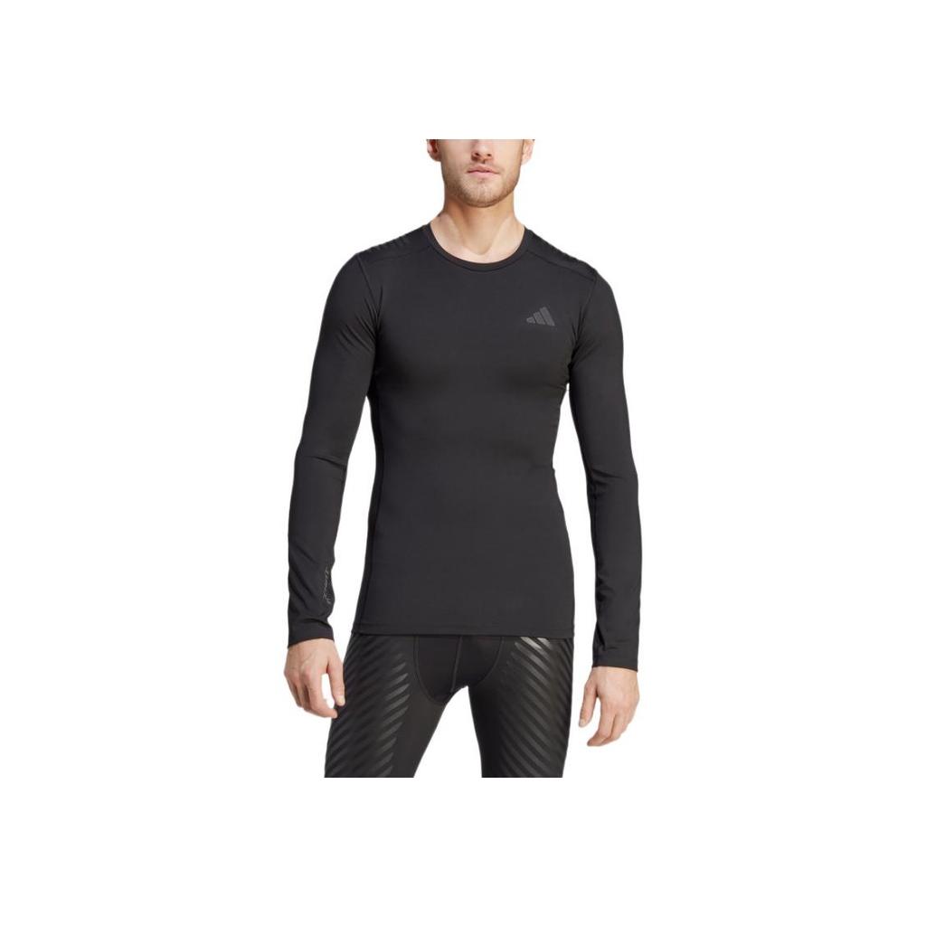 Adidas Solid Color Slim Fit Long Sleeve T-Shirt Men Tops Black HS9814