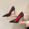 Tacchi alti con suola rossa da donna con tacchi sottili sexy neri da letto con tacchi alti a punta in vernice taglia francese scarpe singole da donna
