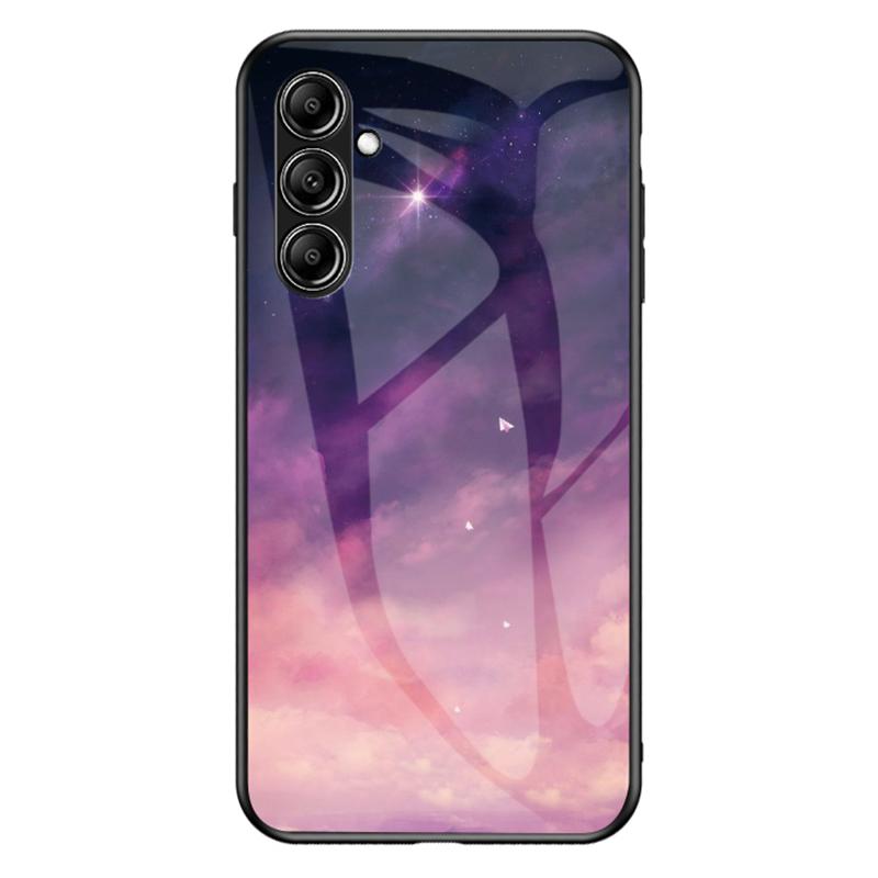 For Samsung Galaxy S23 FE Starry Sky Pattern Tempered Glass Case PC+TPU Anti-Scratch Phone Cover