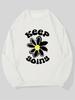 Men's Keep Going Daisy Print Casual Crew Neck Sweatshirt, Casual Sporty Pullove, Simple and Elegant, Smooth, Soft, Sweat-Absorbent, Comfortable,