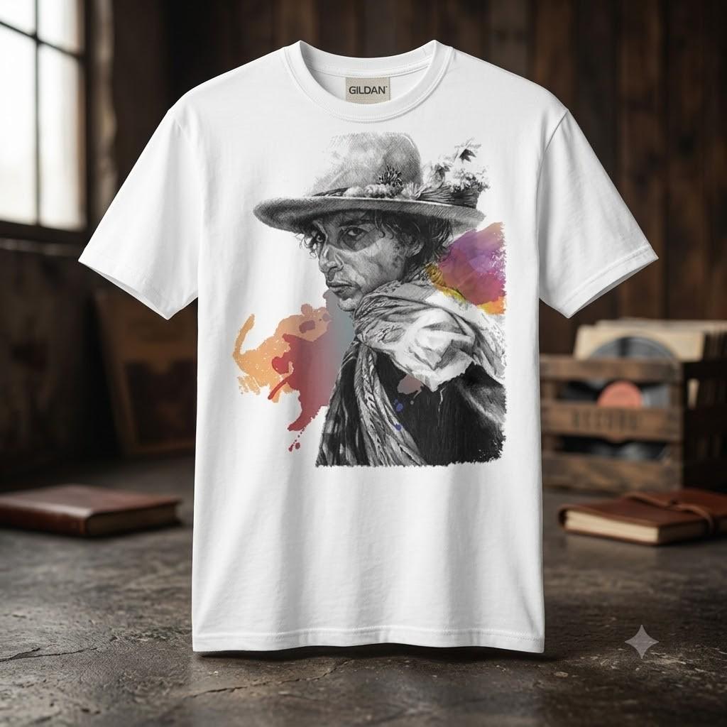 Bob Dylan Kunst T-Shirt, Herren- und Damengrößen Tee
