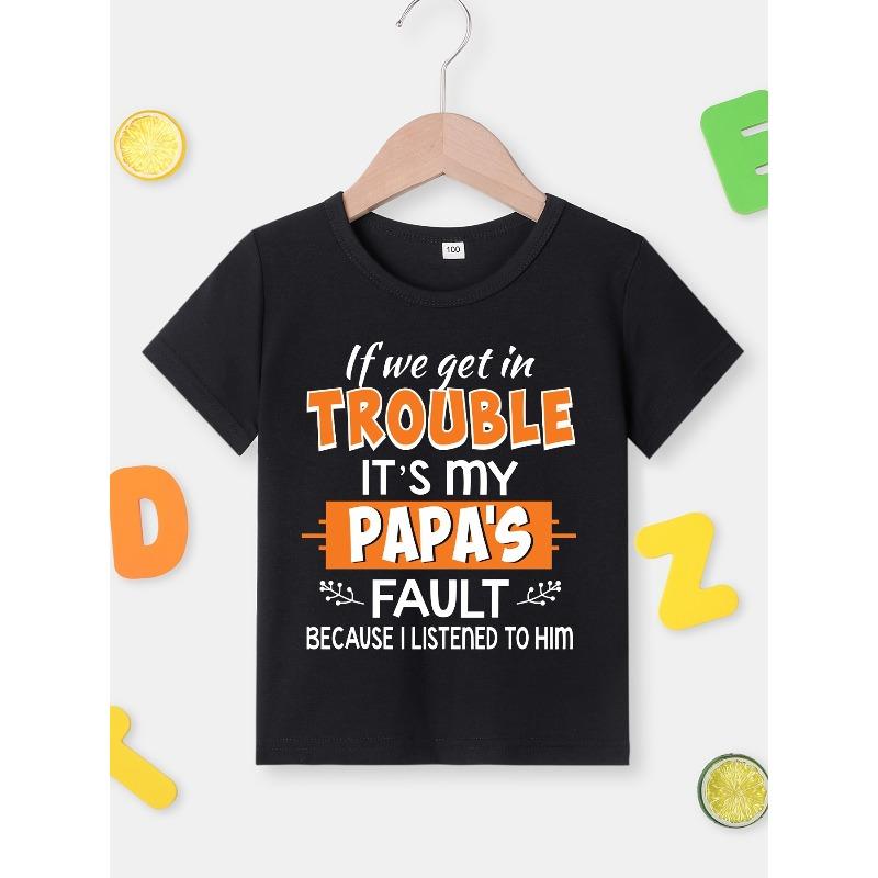 European sizes Summer Girls' Fashion Kids' T-Shirt "If We Get In Trouble..." Letter Print Cute Short Sleeve Casual Top