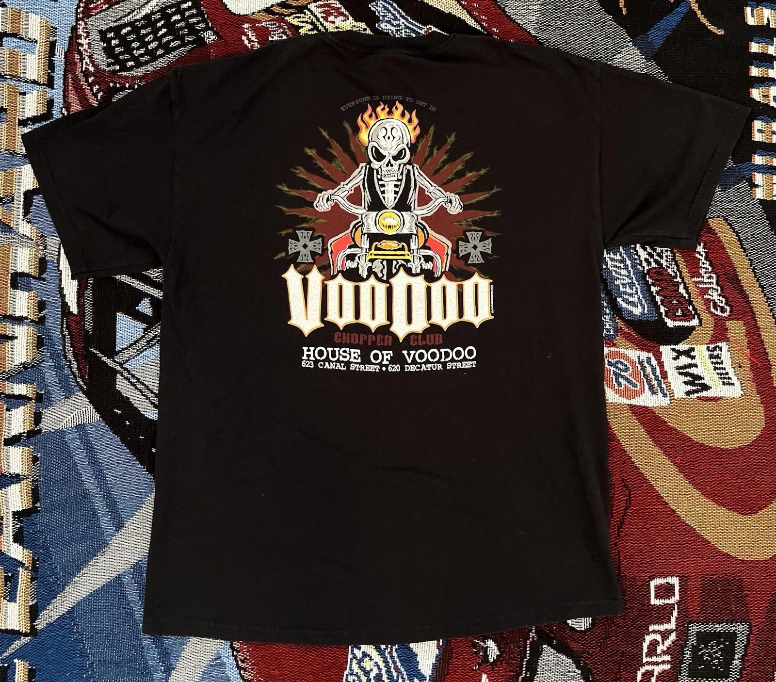 Voodoo Chopper Club Shirt Flaming Skull Adult Large Bourbon Street New Orleans 2XL