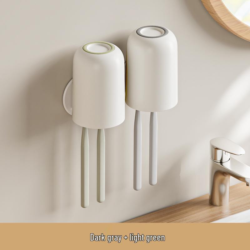 Punch-Free Wall-Mounted Toothbrush Holder & Cup Set