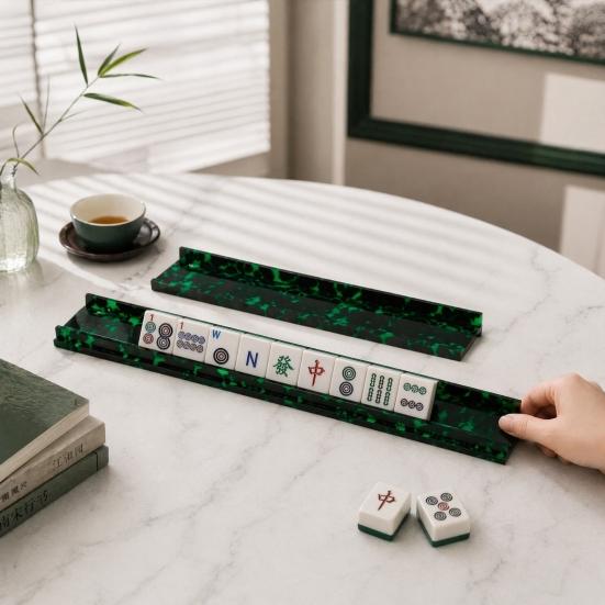 1/4Pcs American Mahjong Rack with Pusher, Non-slip Acrylic Mah Jongg Tile Holder & Pusher Bar, Mahjong Accessories for Home & Party Play