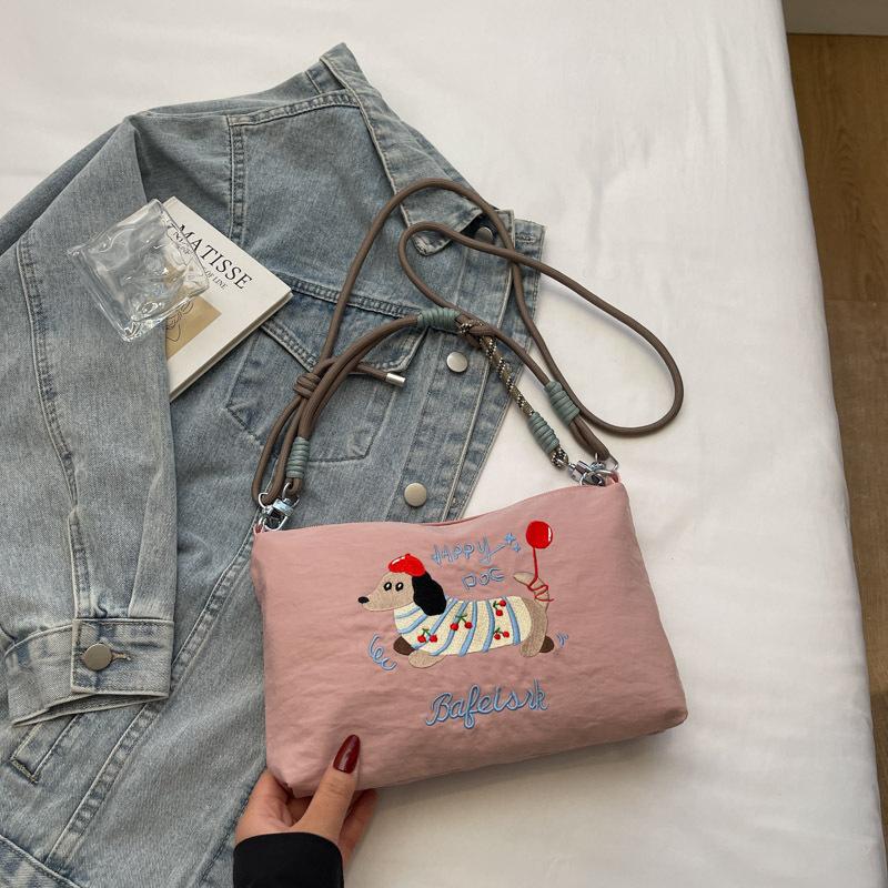 Cute Dachshund Tote Large Capacity Nylon Shoulder Bags Handbag Women Commute Casual Crossbody Bag Trendy  Armpit Bag Gift