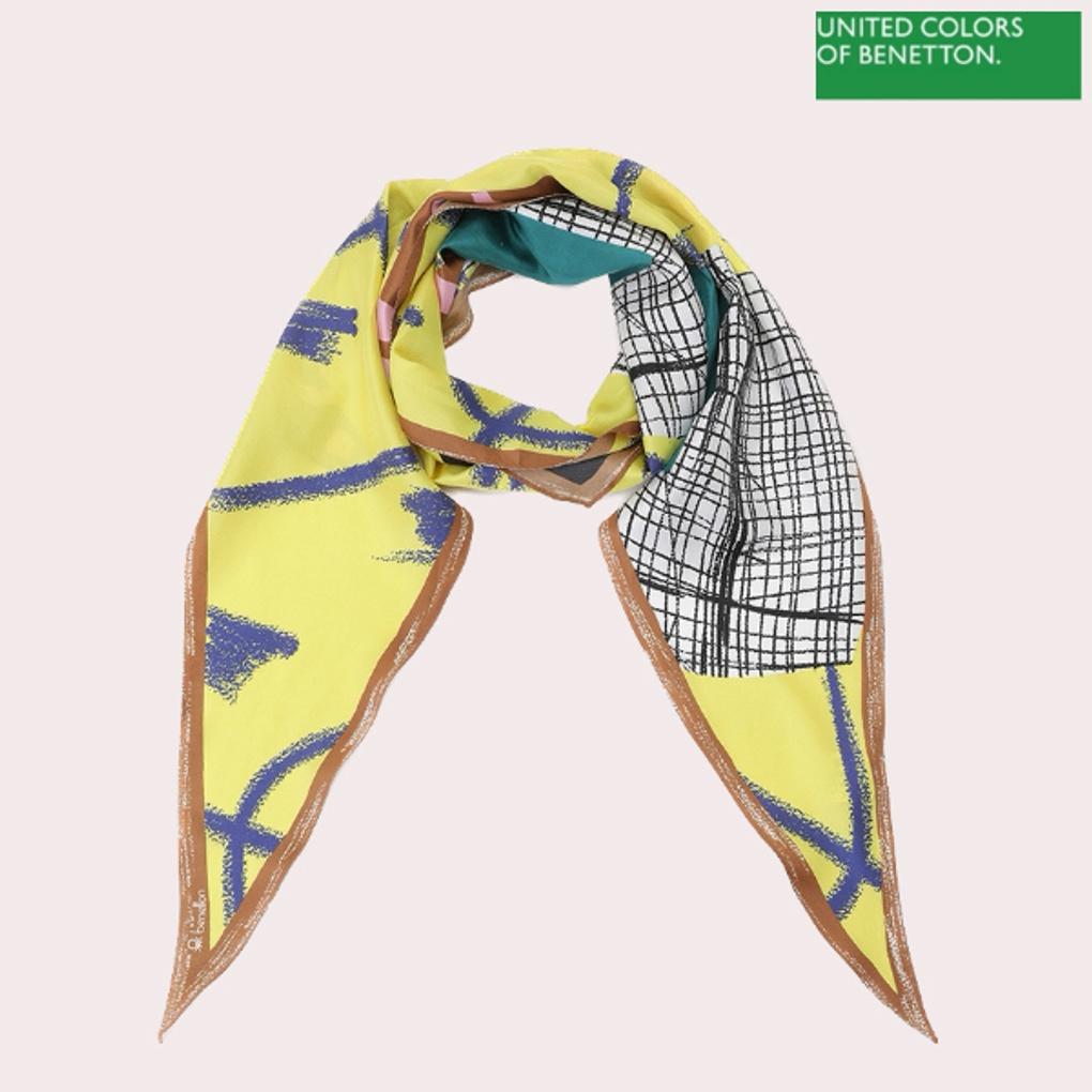 [Benetton] Block Triangle 100% Silk Scarf BCMF01141