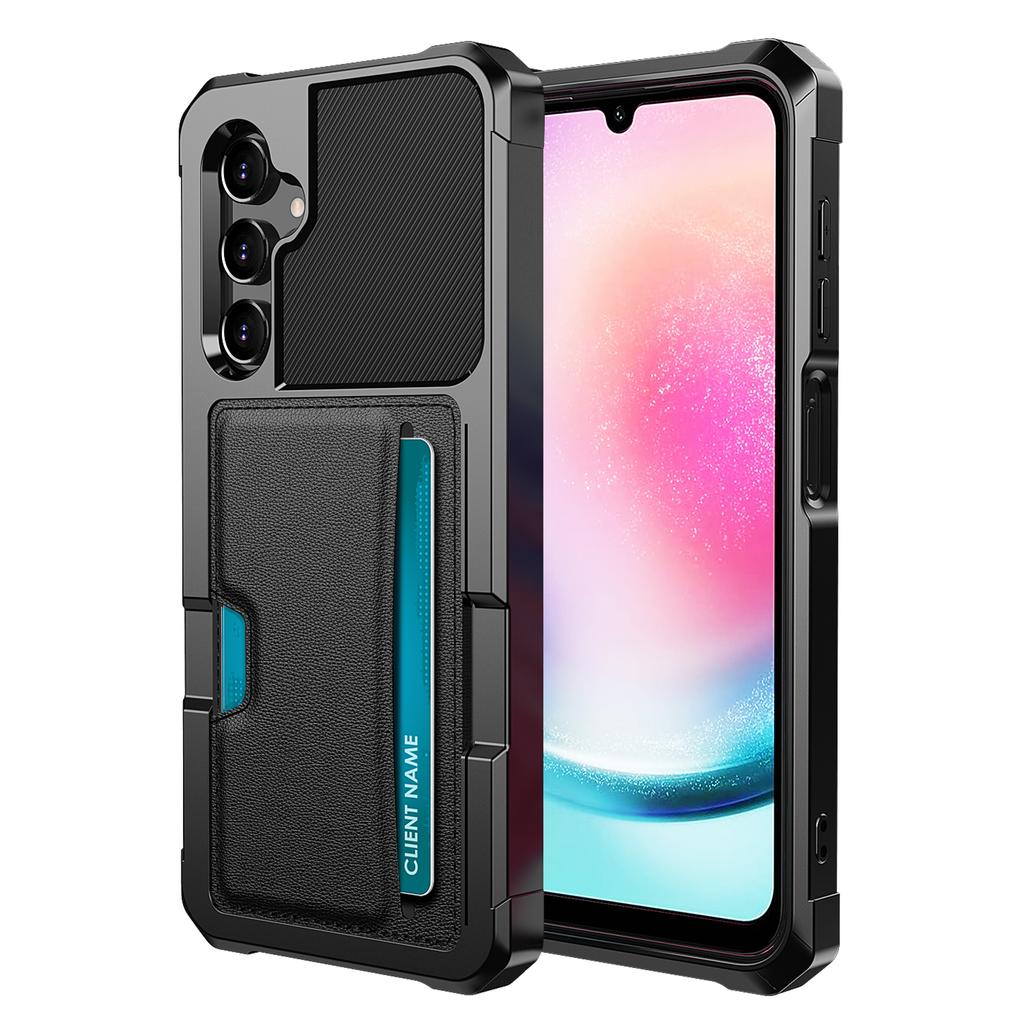 Back Case for Samsung Galaxy A24 4G (162.1 X 77.6 X 8.3mm) ZM02 PU Leather+TPU Card Holder Four Corners Shockproof Phone Shell