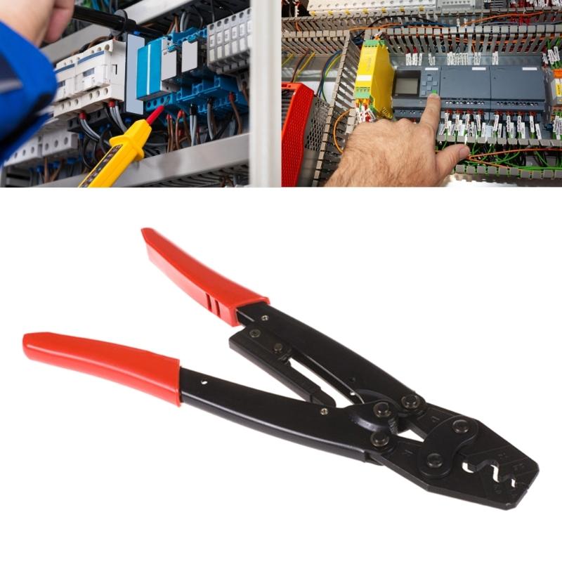 Ratcheting Terminals Crimper Tool With Adjustable Height For Reliable Automotive Circuit Repairs NonSlip Grip Handle