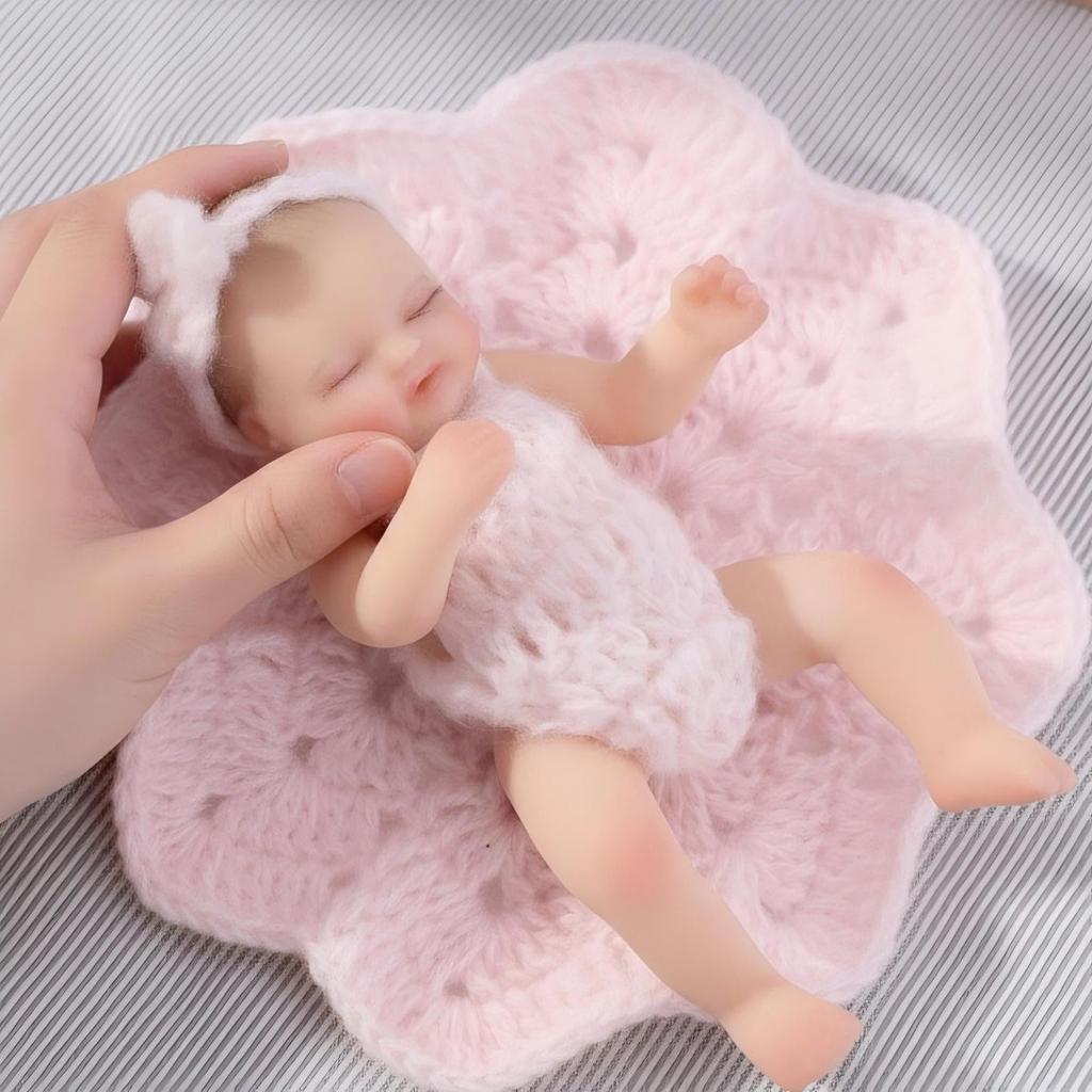 Cloveray 5-inch (12cm) Reborn Doll, Silicone, Full Body, Realistic Baby Doll, for Collection, Gift & Art (Pink)