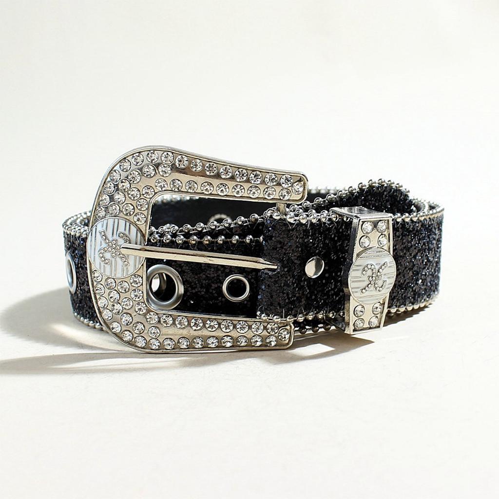 Rhinestones Buckle Belt Aesthetic Big Eyelet Belt Gothic Pants Belt Girl Waistband Female Western Sequined Waiststrap