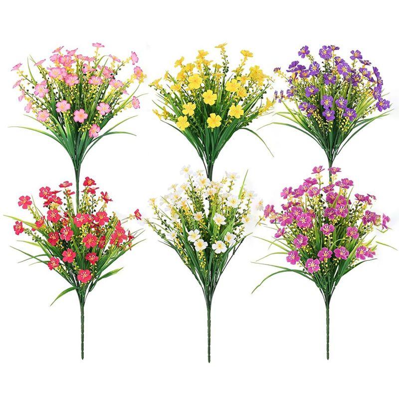 A33R-Artificial Flowers For Outdoors,6 Bundles Artificial Plants Outdoor, Fake Flowers, UV Resistant Faux Plants, Outdoor Durabl
