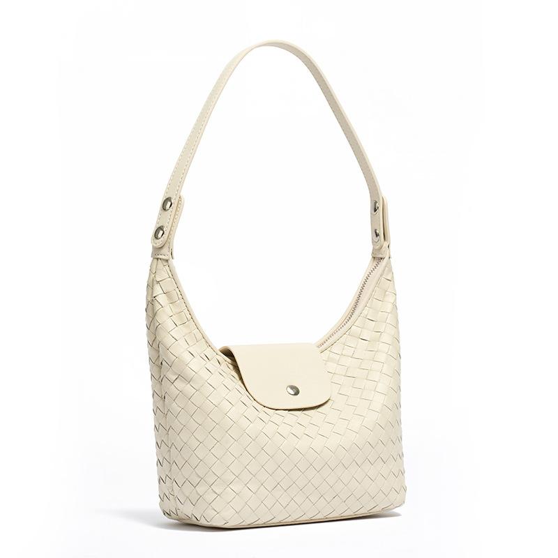 Leather Hand-woven Dumpling Bag Portable Shoulder Commuting Versatile Light Luxury Temperament Oblique Span Bag
