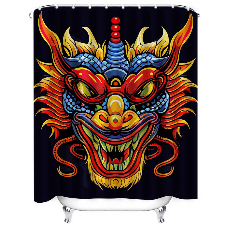 Tuniu Vibrant Dragon Shower Curtain Cool Chinese Monster Art Bathroom Decor Unique Design