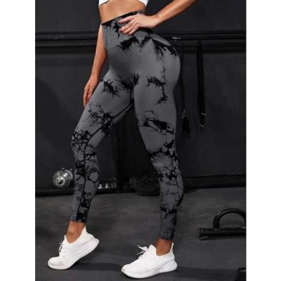 Bezszwowe legginsy z wysokim stanem damskie legginsy tie dye fitness sportowe do biegania spodnie do jogi podnoszące biodra elastyczne dzianinowe rajstopy