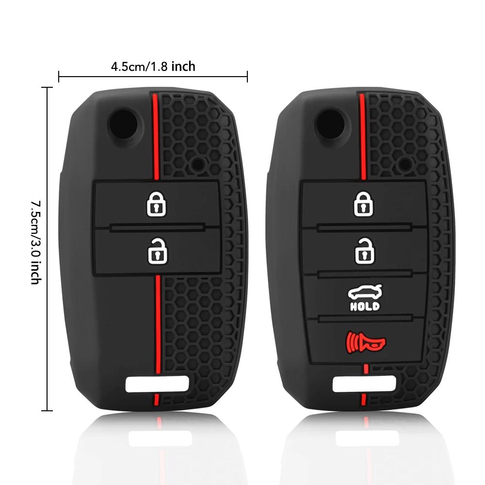 Silicone 2/3/4BT Flip Remote Car Key Shell For Kia Carens Ceed Rio Sportage Optima Sorento Cerato Soul Forte Seltos Fob Housing