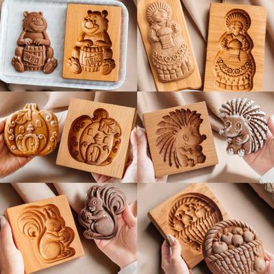 DIY Wooden Shortbread Mold Raspberry Heart Carved Gingerbread Cookie Mold Kitchen Cutter Molds for Valentine's Day Easter Party