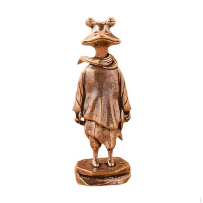 Statuette Ornement Grenouille Décoration Laiton Sculpture de Bureau Mascotte pour Table