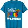 Easily Distracted By Weiners Dachshund Rainbow Print Graphic Tee Casual Cotton T-Shirt