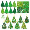 Christmas Tree DIY Craft Set for Kids 24 Cards Stickers Ribbons Interactive Ornaments Toddler Wall Decor Classroom Activity