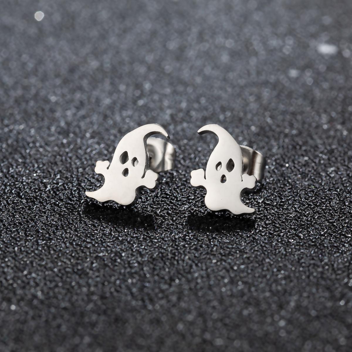 

Halloween earrings Pumpkin Ghost Bat Spider Pattern Gothic style stainless steel earring woman and men Fashion Zircon gift Gold color