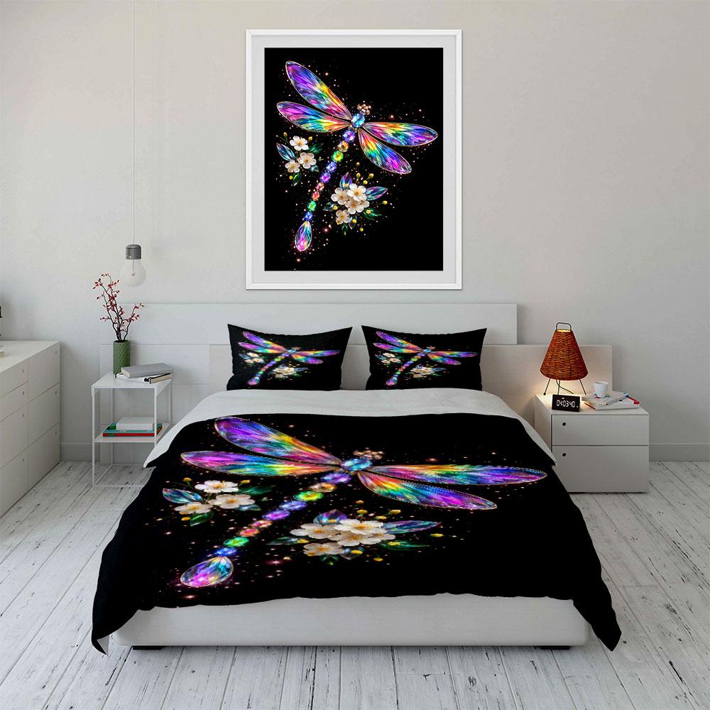 Rainbow Dragonfly Bedding Set Bedding Duvet Cover Set Duvet Cover Pillowcases (1 * Duvet Cover 2 * Pillowcases, without duvet insert)