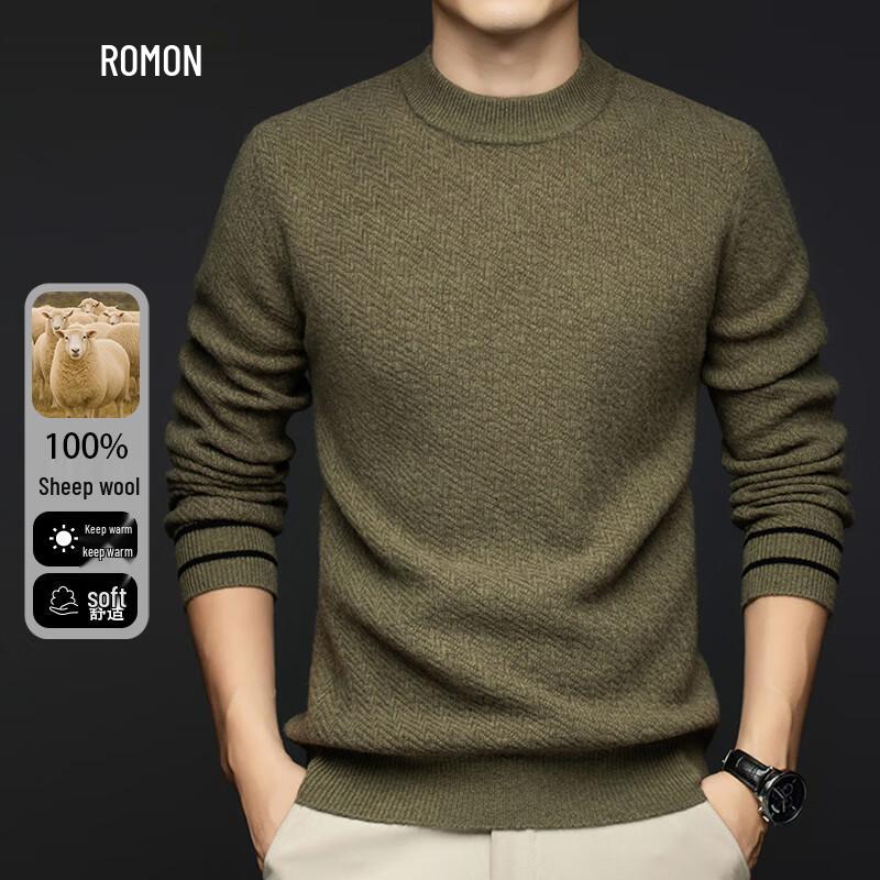 

Romons Men s Thickened 100% Merino Wool Round Neck Pullover Sweater 3XL