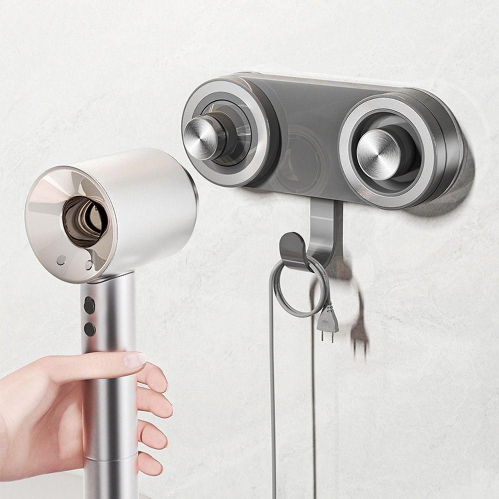 Wall Mounted Magnetic Hair Dryer Holder Non Perforated Hair Drier Storage Stand  Bathroom