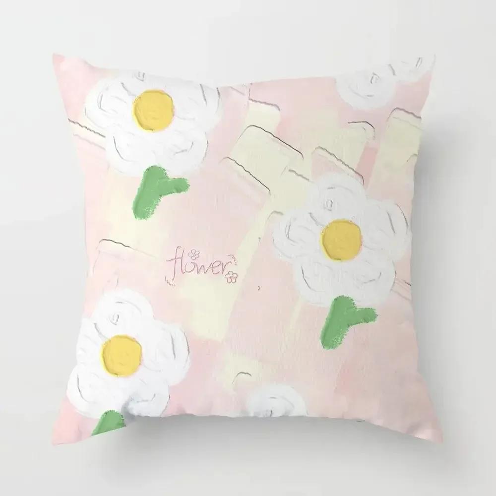 

Роскошный Декор для Дома Наволочка Подушки для Гостиной Чехол для Подушки Дивана Милый Цветочный Узор в Стиле Масляной Живописи Чехол для Подушки 66x66cm бордовый