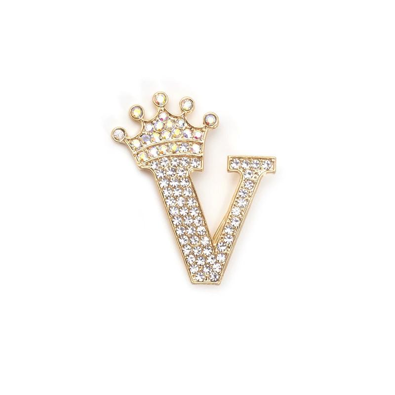 1 Pièce Broches pour Femmes & Hommes Broche Initiale Épingle de Col Strass Cristal Mode A-Z Ton Doré Épingle Corsage