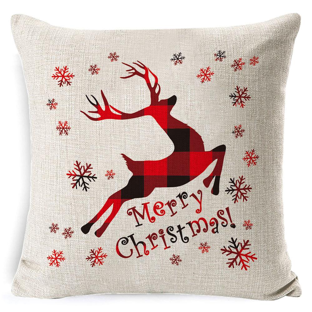 Furniture New Linen Pillow Christmas Pillowcase Sofa Cushion Home Lumbar Pillow