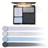 4-Farben Glitzer Matte Lidschattenpalette | Weiß-Graue Nuancen, Hochpigmentiertes Langlebiges Augen-Make-up für den Täglichen Gebrauch & Partys