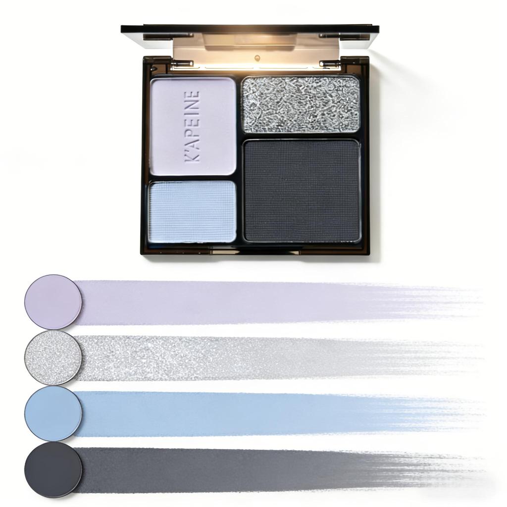 4-Farben Glitzer Matte Lidschattenpalette | Weiß-Graue Nuancen, Hochpigmentiertes Langlebiges Augen-Make-up für den Täglichen Gebrauch & Partys