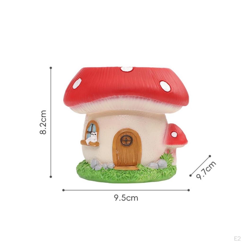 Mushroom House Planter Whimsical Resin Fairy Garden Ornament for Gardeners,