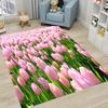 Krásný 3D tištěný koberec s tulipány do obývacího pokoje, ložnice Alfombra Protiskluzový měkký kusový koberec Pohovka Vstupní rohožka Domácí rohožka Dekor Tapete