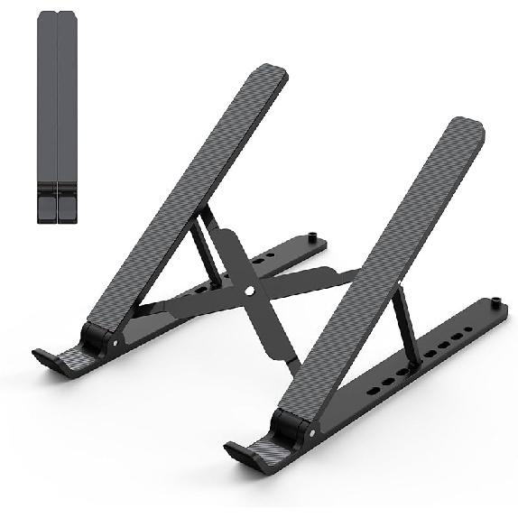 Laptop Stand for Desk, Adjustable Laptop Riser ABS+Silicone Foldable Portable Notebook Holder, Ventilated Cooling Notebook Mount Computer Stand for